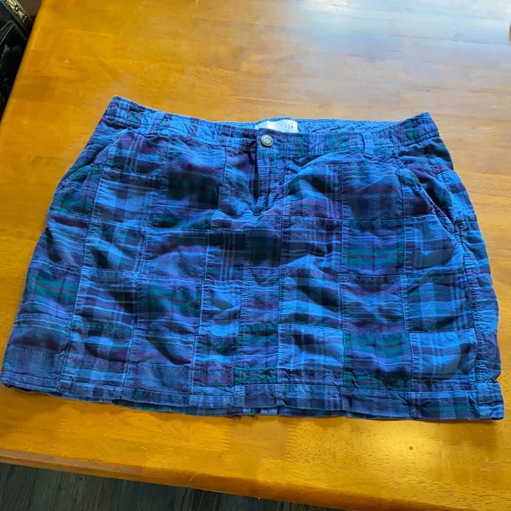 Old Navy Blue Purple Plaid Skirt 14 EUC